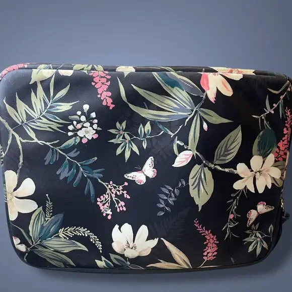 KATE SPADE Tropical Black Floral Zip Around Laptop Case Excellent Condition - Picture 3 of 7
